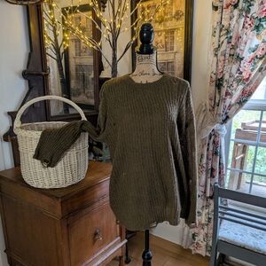 Trends Distressed Sweater Pullover Army Green